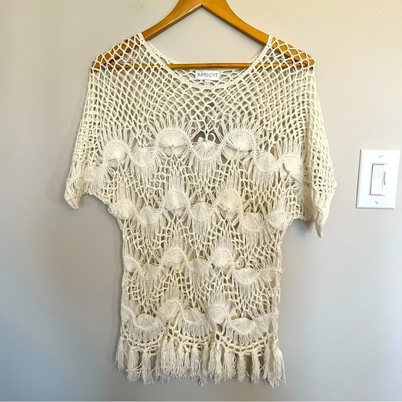 Apricot White Crochet Top with Tassels BNWT - Picture 1 of 6